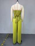 Hot Drill Wrap Chest Irregular Tops Pants Suit GCNE-72584