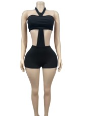 Sexy Wrap Chest Halterneck Short Suit GFCF-1403