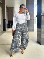 Camouflage Print Loose Wide Leg Pants GYLN-4322