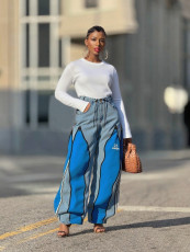 Retro Contrast Color Patchwork Jeans GYLN-5604