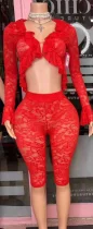 Pre Order: About 7 work days shipping Lace Two Piece Pants Set YUEM-300830