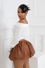 Lapel Long Sleeve Off Shoulder Shirts OLYF-6190