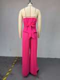 Hot Drill Wrap Chest Irregular Tops Pants Suit GCNE-72584