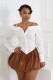 Lapel Long Sleeve Off Shoulder Shirts OLYF-6190