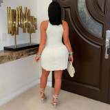 Solid Color Hollow Out Pleated Mini Dress GDIM-2532