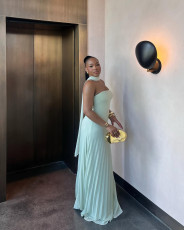 Wrap Chest Pleated Maxi Dress GCNE-72518