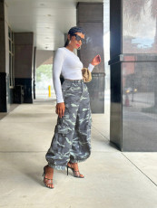 Camouflage Print Loose Wide Leg Pants GYLN-4322