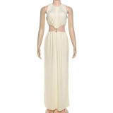 Sexy Round Neck Sleeveless Solid Color Maxi Dress XEF-K25D77740