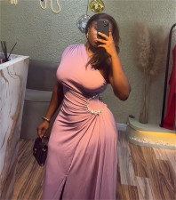 Single Shoulder Solid Color Maxi Dress GCNE-72610