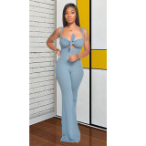 Sexy Zipper Sleeveless Jumpsuit Wrap Chest Two Piece Set GCNF-0050