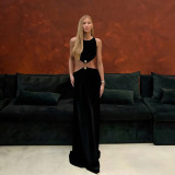 Sexy Round Neck Sleeveless Solid Color Maxi Dress XEF-K25D77740