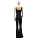 Sexy Zipper Sleeveless Jumpsuit Wrap Chest Two Piece Set GCNF-0050