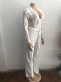 Lace Patchwork Wide Leg Jumpsuit OSM-4492