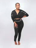 Long Sleeve Zipper Two Piece Pants Set SH-391388
