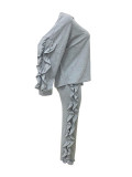 Ruffles Long Sleeve Tops Pants Loose Suit LSD-2548