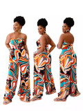 Print Wrap Chest Wide Leg Jumpsuit GSXK-SK511001