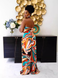 Print Wrap Chest Wide Leg Jumpsuit GSXK-SK511001