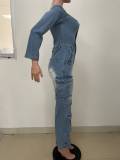Off Shoulder Long Sleeve Denim Jumpsuit LSD-2531