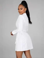 Long Sleeve Solid Color Bandage Dress GSXK-SK250102