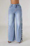 Split Metal Chain Diamond Straight Jeans LSD-2522