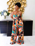 Print Wrap Chest Wide Leg Jumpsuit GSXK-SK511001