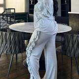 Ruffles Long Sleeve Tops Pants Loose Suit LSD-2548