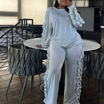 Ruffles Long Sleeve Tops Pants Loose Suit LSD-2548