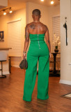Solid Color Wrap Chest Wide Leg Jumpsuit GSXK-SX0402