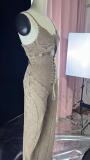 Hollow Out Bandage Denim Sling Jumpsuit YRST-T065