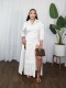 V Neck Solid Color Split Shirt Dress GFDY-1359
