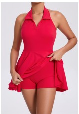 Solid Color Sleeveless Halterneck Sport Mini Dress GQSA-QS521
