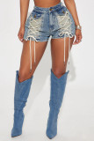 Fashion Denim Drawstring Tie Up Short Suit YRST-T073