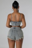 Pearl Diamond Chain Tank Tops Shorts Denim Suit YUMT-YMT353