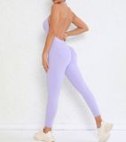 Backless Solid Color Tight Sport Jumpsuit GQSA-9150