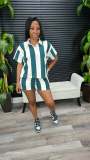 Stripe Color Block Two Piece Shorts Set GSXK-SX0503