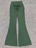 Solid Color High Waist Micro Flare Pants GQSA-9190