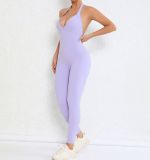 Backless Solid Color Tight Sport Jumpsuit GQSA-9150