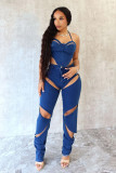 Solid Color Hollow Out Sling Two Piece Pants Set YRST-T064