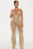 Hollow Out Bandage Denim Sling Jumpsuit YRST-T065