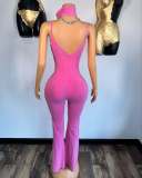 Sling Washed V Neck Denim Jumpsuit(Without Hairband) YRST-T111