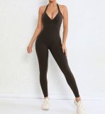 Backless Solid Color Tight Sport Jumpsuit GQSA-9150
