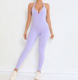 Backless Solid Color Tight Sport Jumpsuit GQSA-9150