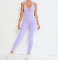 Backless Solid Color Tight Sport Jumpsuit GQSA-9150