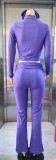Long Sleeve Solid Color Sport Two Piece Pants Set(With Hairband) XMCS-qk20250911