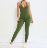 Backless Solid Color Tight Sport Jumpsuit GQSA-9150