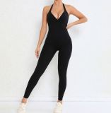 Backless Solid Color Tight Sport Jumpsuit GQSA-9150
