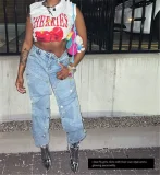 Irregular High Waist Fashion Jeans YUMT-YMT405