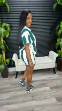 Stripe Color Block Two Piece Shorts Set GSXK-SX0503