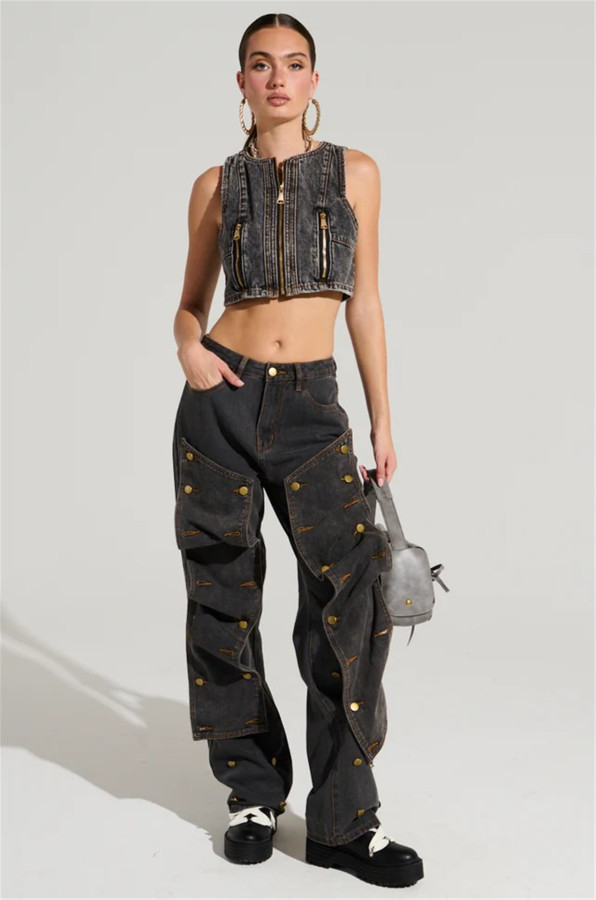 Irregular High Waist Fashion Jeans YUMT-YMT405