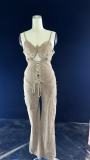 Hollow Out Bandage Denim Sling Jumpsuit YRST-T065